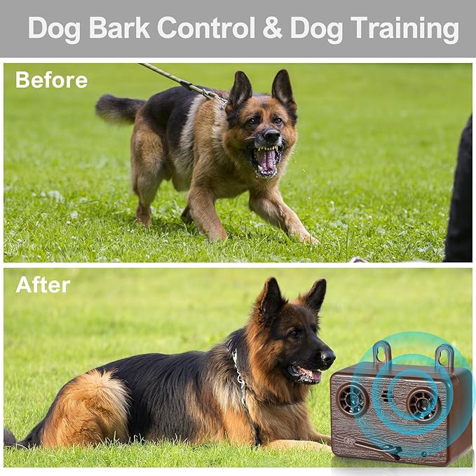 Anti Barking Device, 50 FT Ultrasonic Dog Barking Control Device, 4 Modes Bark Box,Neighbor Dog Silencer, Dog Barking Silencer for Indoor and Outdoor Use, Waterproof Dog Barking Deterrent 2PCK