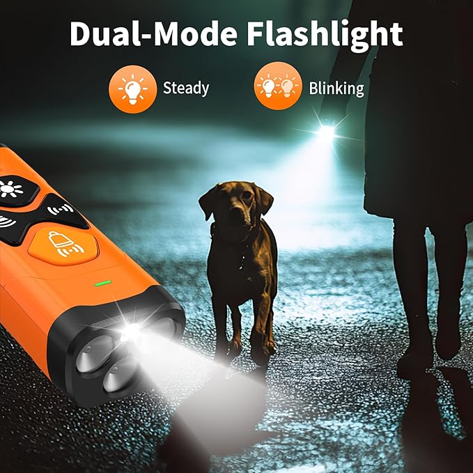 Ultrasonic Dog Trainer Dog Bark, Deterrent Devices for Own or Neighbor's Puppy, Device Safe & Effective Portable Anti Barking Device for Dogs Indoor Outdoor Use Orange Black
