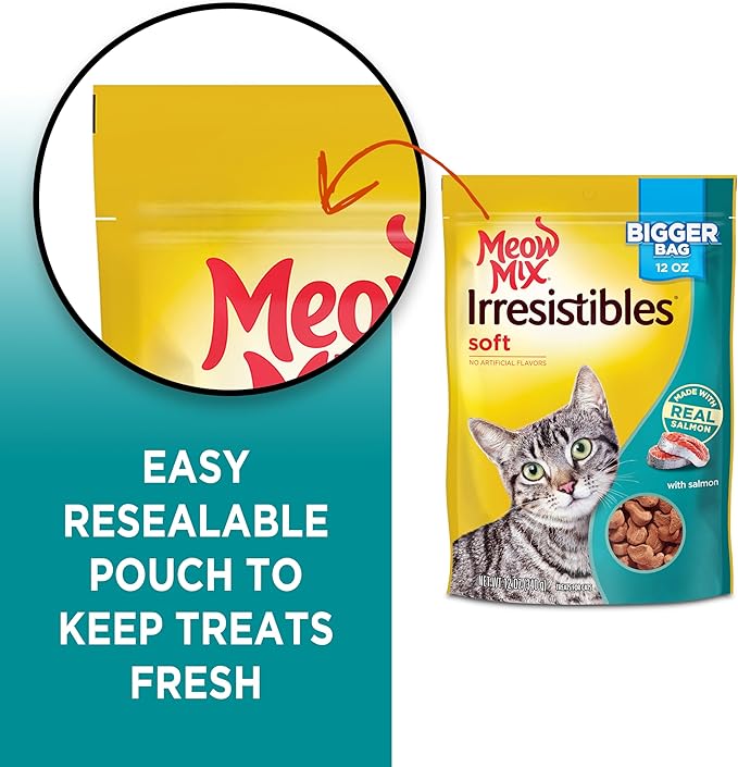 Meow Mix Irresistibles Soft Cat Treats, Salmon, 12 Ounce (Pack of 5)