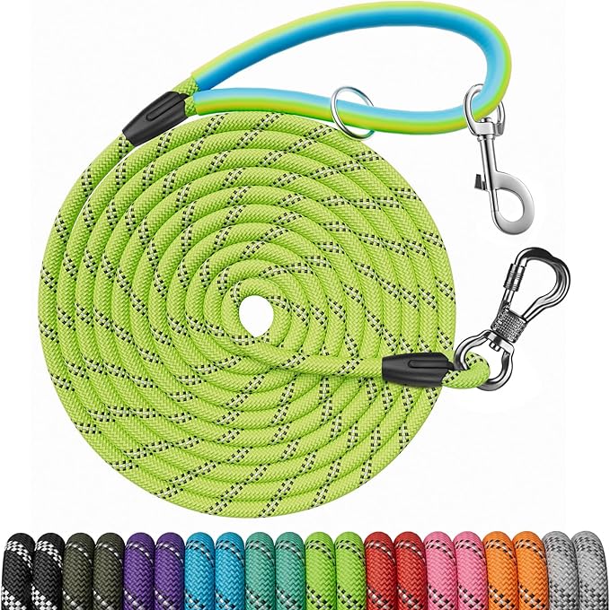 NTR 100FT Leashes for Large Breed Dogs, Long Leash with 2 Swivel Hooks and Comfortable Padded Handle, Puppy Leash Lead for Walking, Hunting, Camping, Backyard for Small Medium and Large Dogs