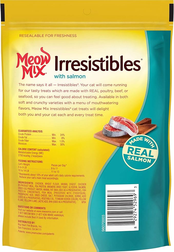 Meow Mix Irresistibles Soft Cat Treats, Salmon, 12 Ounce (Pack of 5)