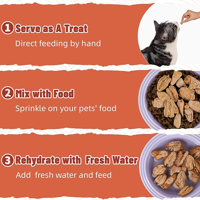 Just Try 6 oz Freeze-Dried Chicken Heart Dog & Cat Treats - Single Ingredient, Grain-Free, High Protein Training Treats Snacks