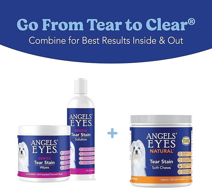 ANGELS' EYES Natural Tear Stain Prevention Soft Chews for Dogs | Chicken Flavor| For All Breeds | No Wheat No Corn | Daily Supplement | Proprietary Formula