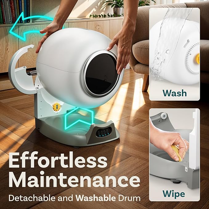 Self Cleaning Litter Box with Auto Safety Sensors for Multiple Cats - Automatic Cat Litter Box Self-Cleaning - Covered Odor Removal with APP Control - Compatible On All WiFi - Electric Robot