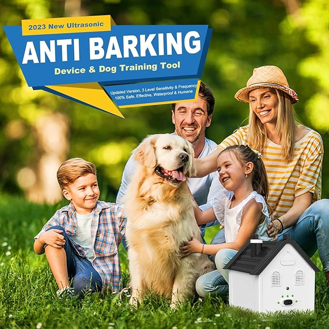 Anti Barking Device, 3 Adjustable Levels Dog Bark Control, 50FT Waterproof Outdoor Barking Deterrent for Small Medium Large Breeds, Effective Dog Behavior Training Tool