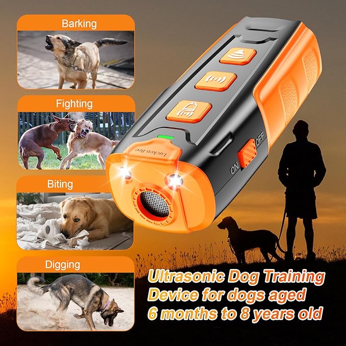 Dog Bark Deterrent Devices, Anti Barking Device for Dogs, 3 Modes Ultrasonic Dog Training Control 16.4 FT Range Effective & Safe Pet Corrector Behavior Portable Indoor Outdoor Uses