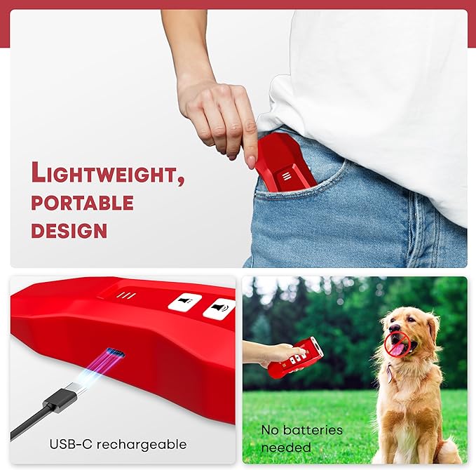 Ultrasonic Dog Trainer Device - Dog Deterrent & Barking Control Devices - Training Tool - Stop Barking Dog Repeller - Alternative to Anti Bark Collar - Barking Silencer for Indoor & Outdoor