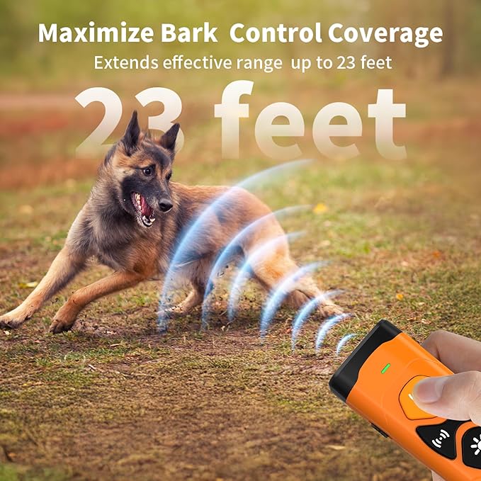 Ultrasonic Dog Trainer Dog Bark, Deterrent Devices for Own or Neighbor's Puppy, Device Safe & Effective Portable Anti Barking Device for Dogs Indoor Outdoor Use Orange Black