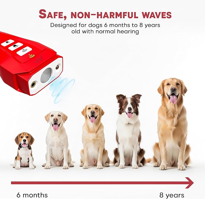 Ultrasonic Dog Trainer Device - Dog Deterrent & Barking Control Devices - Training Tool - Stop Barking Dog Repeller - Alternative to Anti Bark Collar - Barking Silencer for Indoor & Outdoor