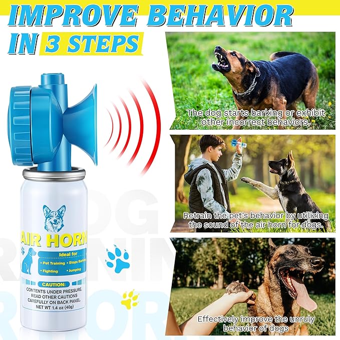 Air Horn, 1.4 oz 120 dB Loud Air Horns for Safety, for Coyotes and Aggressive Dog, Stops Attacking Fighting Barking Chasing, Effective Training Tool & Outdoor Safety Alarm, Blue(1 Pack)