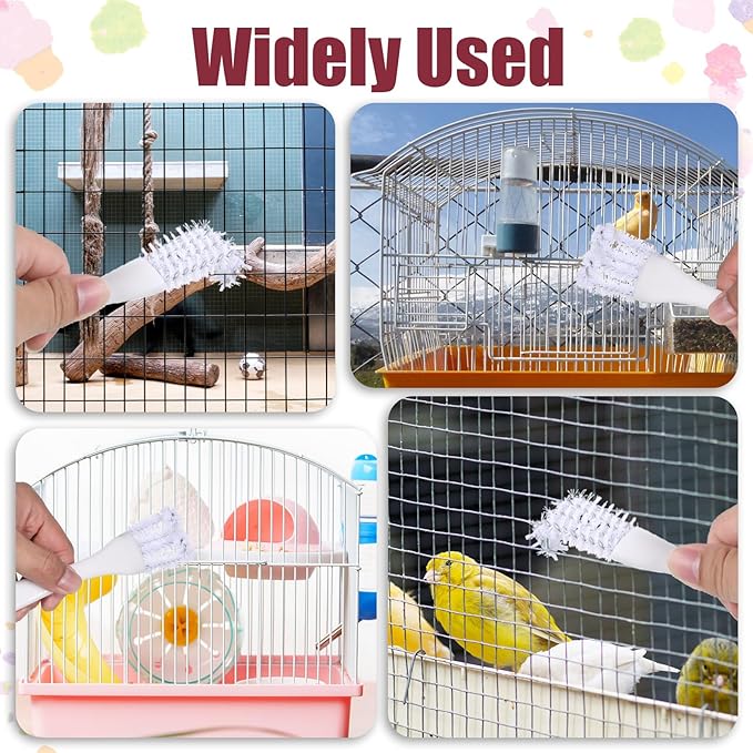 2pcs Bird Cage Cleaner with Long Handle & Shovel, Bird Cage Brush Easy Removal Parrot Kennels Perches Poop, Bird Droppings Removal Brush Durable Cage Cleaning Tool & Accessory