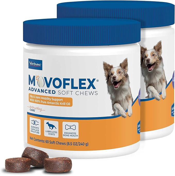 Advanced Soft Chews Hip and Joint Support Supplement for Medium Dogs 120 Count by Virbac