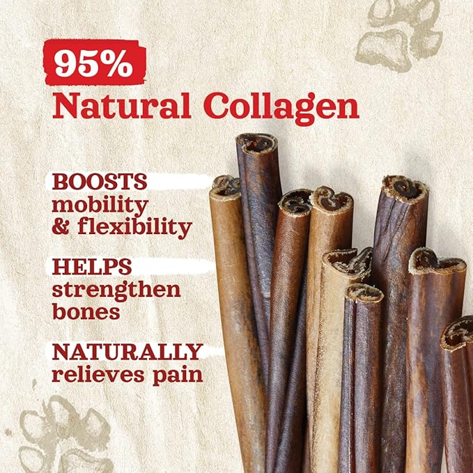 Natural Farm Collagen Chews. 6 Inch, 10 Pack. Odor-Free Long Lasting Bully Sticks & Rawhide Alternative Dog Treats, 95% Collagen Low Fat, High Protein Best Dental Dog Treats ā Medium & Large Dogs