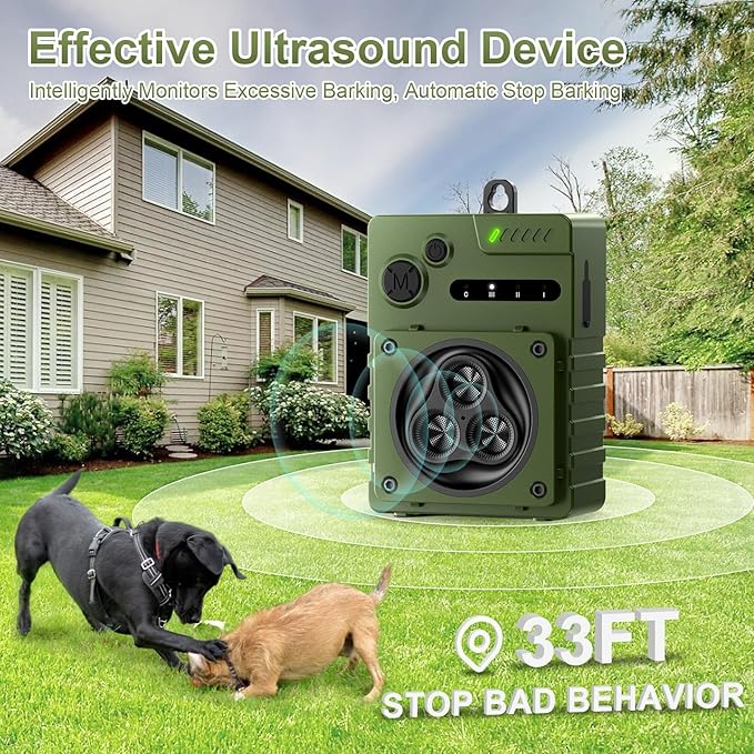 Anti Barking Device, Auto Ultrasonic Dog Barking Control Devices with 3 Modes, Rechargeable Dog Bark Deterrent Devices Bark Box for Outdoor/Indoor Dog Use, Dog Barking Silencer Safe for Dogs & People