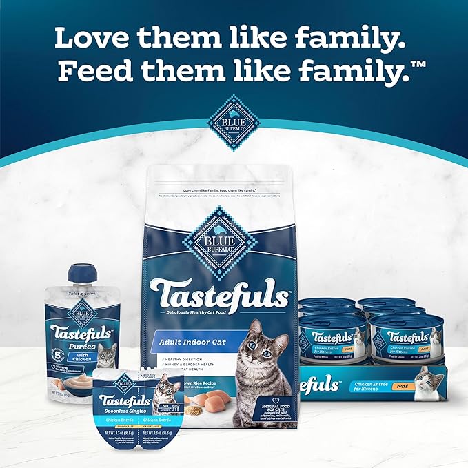 Blue Buffalo Tastefuls Natural Flaked Wet Cat Food Variety Pack, Tuna, Chicken and Fish & Shrimp Entrées in Gravy 5.5-oz Cans (12 Count - 4 of Each)