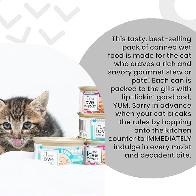 I and love and you Wet Cat Food - Oh My Cod Pâté - Cod Recipe, Grain Free, Filler Free, 5.5oz Pack of 12 Cans