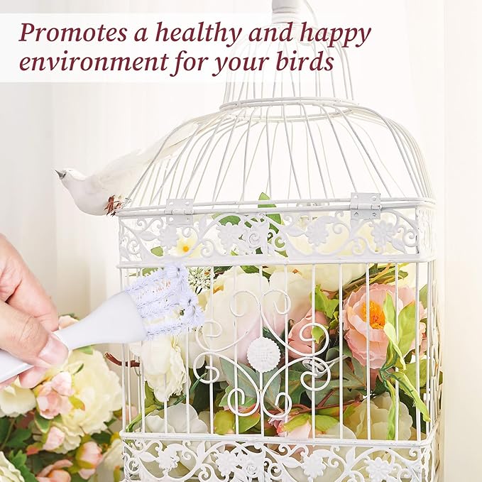2pcs Bird Cage Cleaner with Long Handle & Shovel, Bird Cage Brush Easy Removal Parrot Kennels Perches Poop, Bird Droppings Removal Brush Durable Cage Cleaning Tool & Accessory
