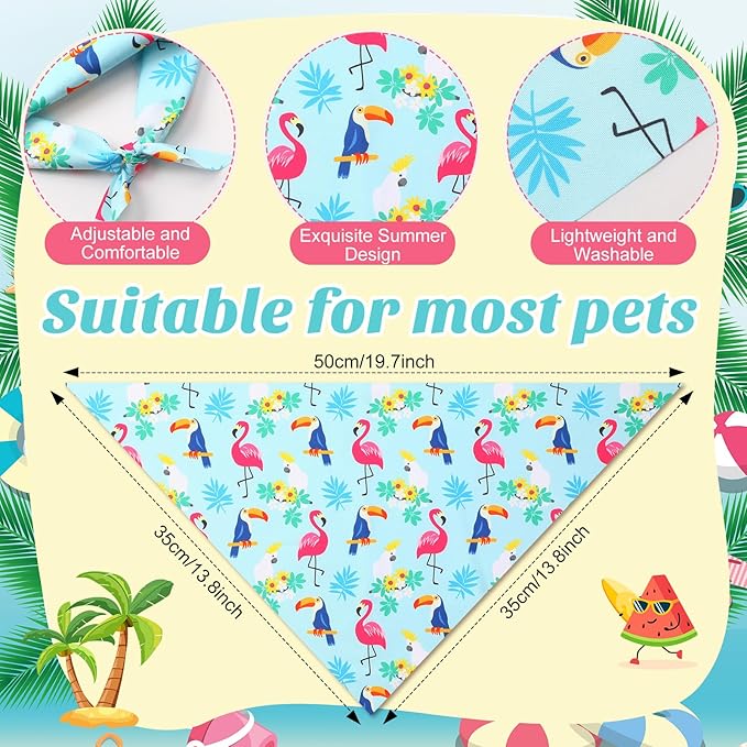 Weewooday 50 Pcs Hawaiian Dog Bandanas Bulk for Dogs Soft Bibs Adjustable Triangle pet Bandana for Small Medium Large Costume(Hawaii Pattern, 19.7 x 13.8 x 13.8 Inch)