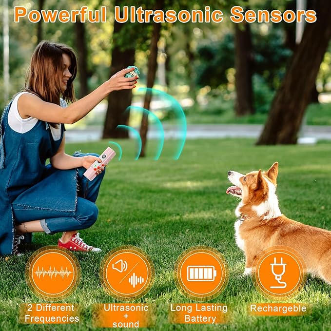 Anti Barking Device for Dogs - Dog Bark Deterrent Devices for Stopping Bad Dog Behavior - Ultrasonic Dog Bark Deterrent, Refuse to Shout and Slap - Best Anti Barking Device Rechargeable(Pink)