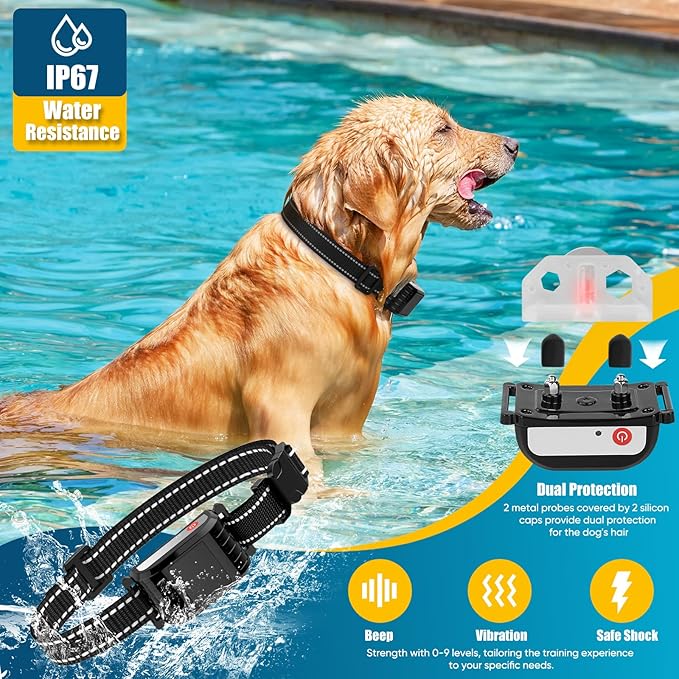 Wireless Dog Fence, Electric Fence for Dogs with Big LCD Color Screen, Portable Wireless Pet Fence with Remote Training Collar, Dog Perimeter Fence, Adjustable Collar for Big Medium Small Dogs