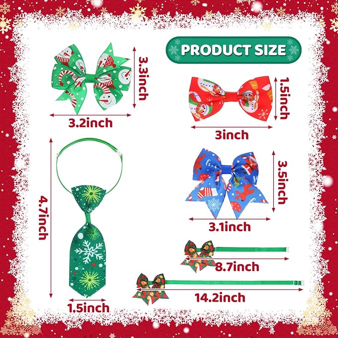 Talltalk 360 Pcs Halloween Dog Bow Ties Collars Set Adjustable Thanksgiving Christmas Fall Xmas Dogs Neckties Grooming Accessories for Small Medium Large Pet Cat Decoration(Santa)