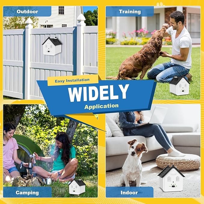 Anti Barking Device, 3 Adjustable Levels Dog Bark Control, 50FT Waterproof Outdoor Barking Deterrent for Small Medium Large Breeds, Effective Dog Behavior Training Tool