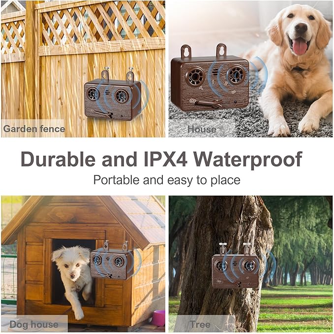 Anti Barking Device, 50 FT Ultrasonic Dog Barking Control Device, 4 Modes Bark Box,Neighbor Dog Silencer, Dog Barking Silencer for Indoor and Outdoor Use, Waterproof Dog Barking Deterrent 2PCK