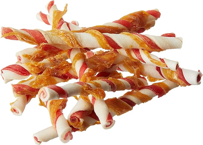 Amazon Brand - Wonder Bound Chicken Flavor Dog Rawhide Twist Sticks, 70 Count, 1.08 pound (Pack of 1)