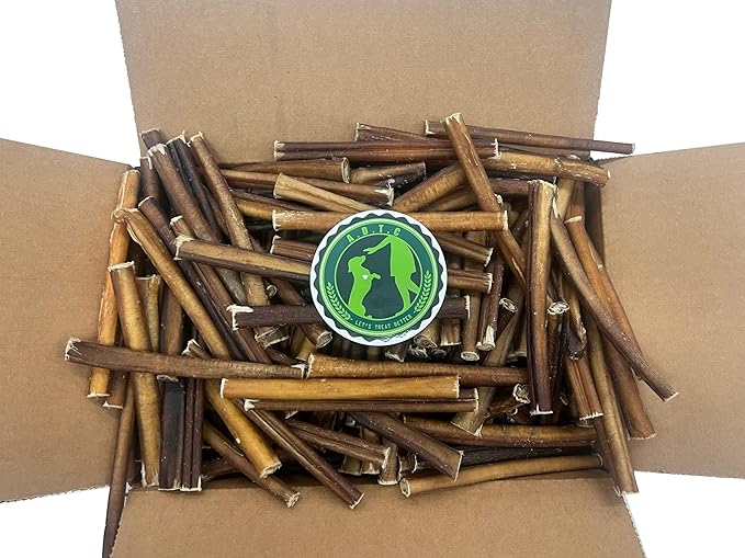 Bully Sticks for Dogs | Natural Long Lasting Pizzle Sticks | Single Ingredient Beef Pizzle | Dog Treats for Aggressive Chewers | 6-Inch Standard Thickness (Pack of 10)