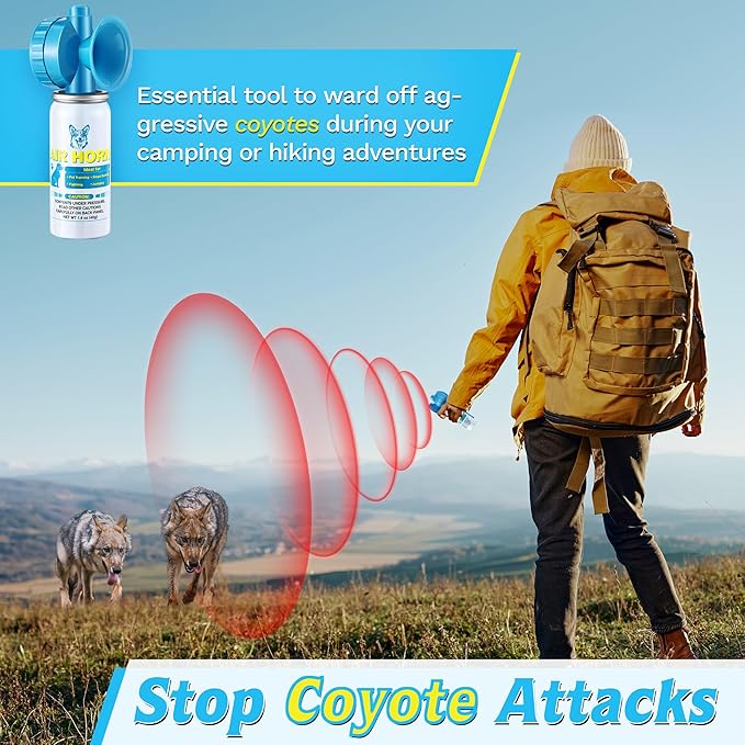 Air Horn, 1.4 oz 120 dB Loud Air Horns for Safety, for Coyotes and Aggressive Dog, Stops Attacking Fighting Barking Chasing, Effective Training Tool & Outdoor Safety Alarm, Blue(1 Pack)