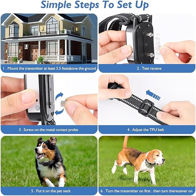 Wireless Dog Fence, Electric Dog Fence & Remote Training Shock Collar 2-in-1,Waterproof Rechargeable, Cover Up to 8 Acre, Portable Pets Safe Containment System for Outdoor,Yard,Indoor,,for2dogs
