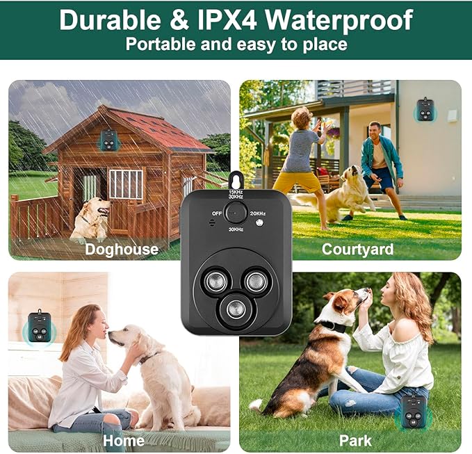 Anti Barking Device, Auto Dog Barking Control Devices with 3 Modes, Rechargeable Ultrasonic Bark Box Dog Barking Deterrent Devices, Effective Stop Barking Dog Devices Safe for Indoor Outdoor Dogs