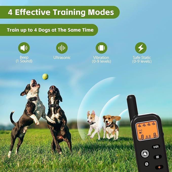 Wireless Dog Fence System for 2 Dogs 856 Acre Electric Fences for Dogs Training Fence Collar with Remote Ultrasonic Trainer Waterproof Portable Outdoor Safe Pet Containment System with 2 Collar