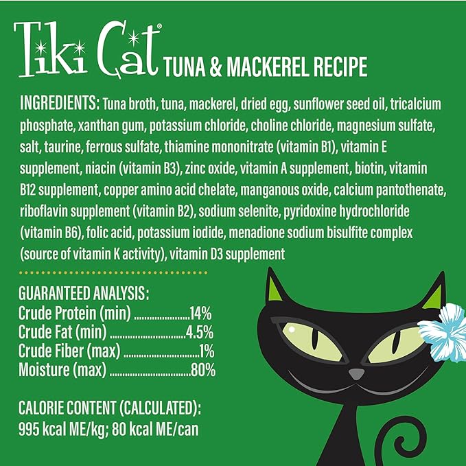 Tiki Cat Luau Velvet Mousse, Tuna & Mackerel in Broth, Complete Nutrition for Balanced Diet, Wet Cat Food For All Life Stages, 2.8 oz. Pouch (12 Count)