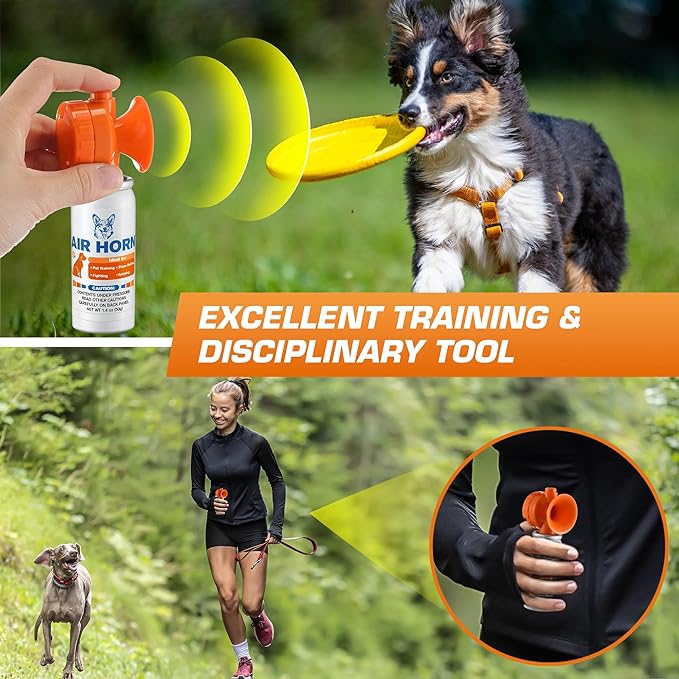Air Horn, 1.4 oz 120 dB Loud Pet Trainer to Stop Dog Attacking Barking Fighting Jumping, Coyotes Air Horn for Safety, Protect Yourself & Pet While Walking, Orange(2 Pack)