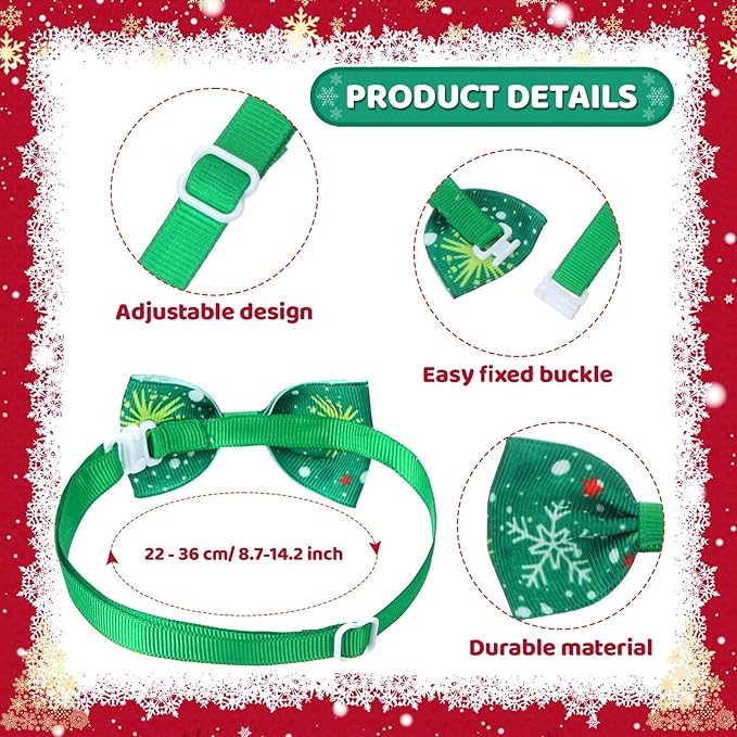 Talltalk 360 Pcs Halloween Dog Bow Ties Collars Set Adjustable Thanksgiving Christmas Fall Xmas Dogs Neckties Grooming Accessories for Small Medium Large Pet Cat Decoration(Santa)