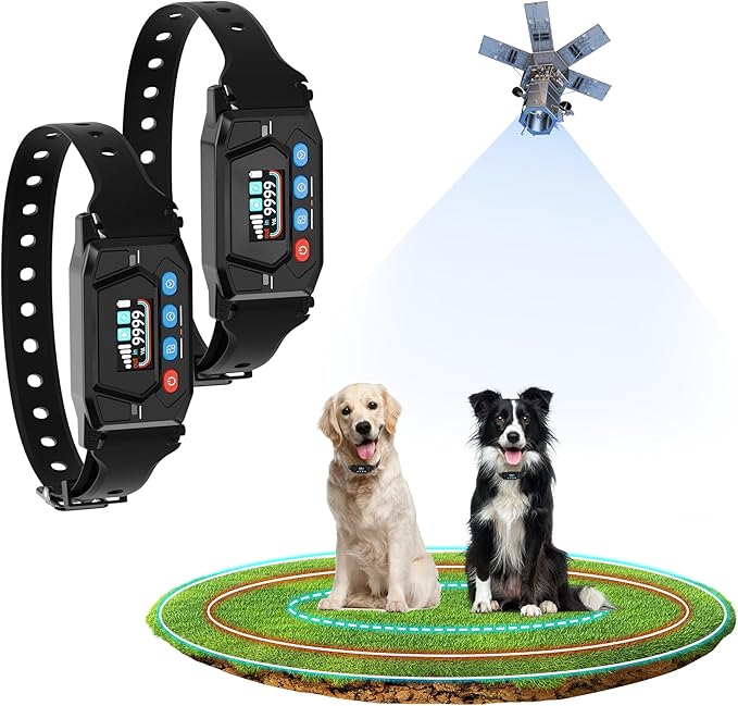 Wireless Dog Fence for 2 Dogs - Pet Containment System Electric Fence for Dogs Radius Up to 33-9999Yard for Large Area, Rechargeable Waterproof Training Collar with 3 Warning Modes for Large Dogs
