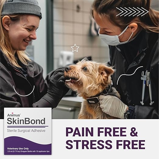 Animus SkinBond Animal Skin Glue | Quick-Setting Surgical Glue | Fast-Acting Bleeding Control & Wound Closure | Flexible & Waterproof Wound Sealer | 2ml & 10 Applications - Made in The USA