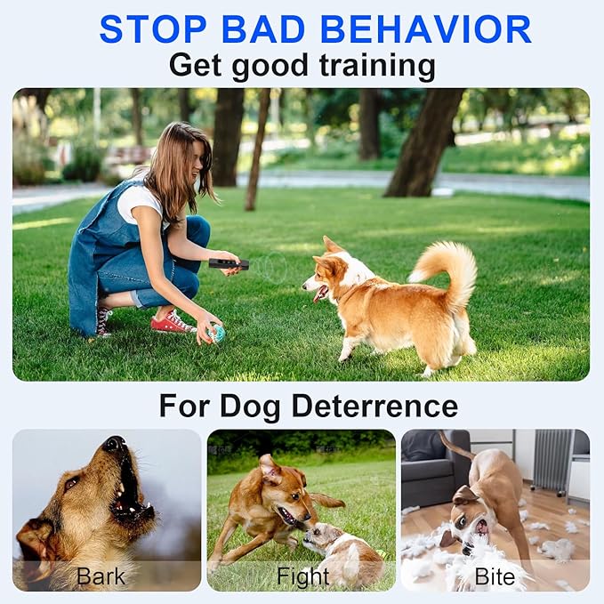 Dog Bark Deterrent Devices, Anti Barking Device for Dogs Training & Behavior Aids, Rechargeable Ultrasonic Dog Bark Control Devices with Digital Display, Portable Dog Training Tools for Indoor Outdoor