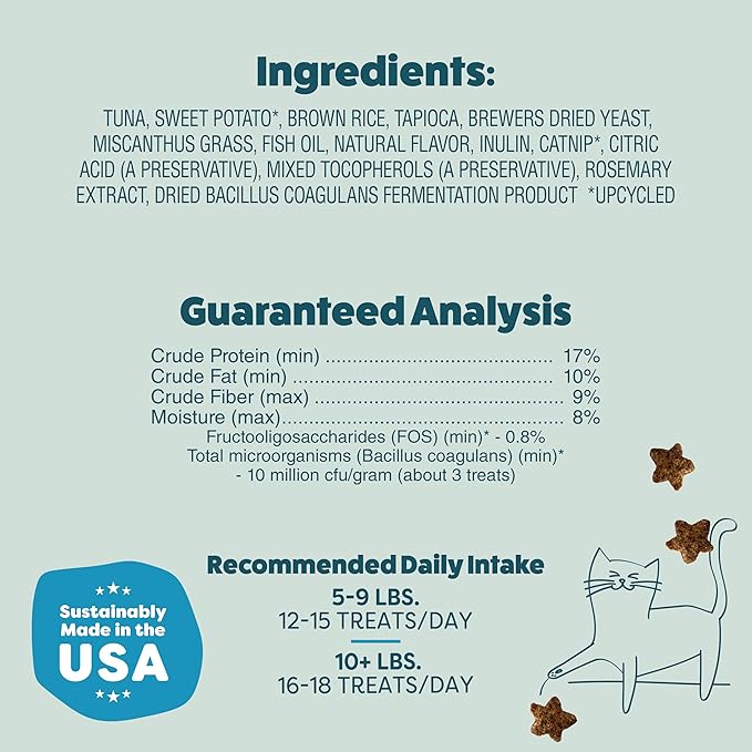 Shameless Pets Crunchy Cat Treats - Catnip Treats for Cats with Digestive Support, Kitten Treats with Real Ingredients, Natural & Healthy Flavored Feline Snacks - Fintastic Catnip, 1-Pk