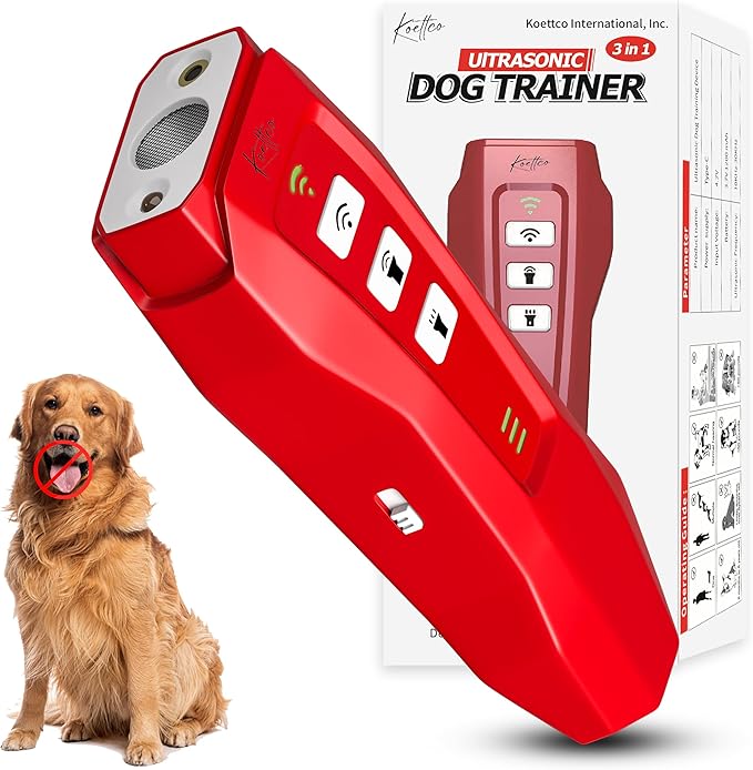 Ultrasonic Dog Trainer Device - Dog Deterrent & Barking Control Devices - Training Tool - Stop Barking Dog Repeller - Alternative to Anti Bark Collar - Barking Silencer for Indoor & Outdoor