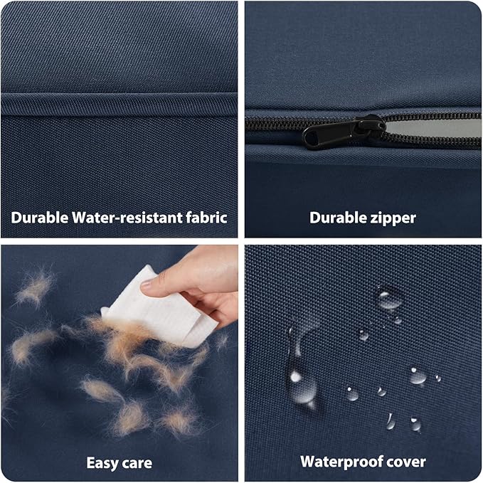 BFPETHOME Outdoor Dog Beds for Large Dogs, Waterproof Dog Bed for Medium, Large, Extra Large Dogs, Orthopedic Dog Bed with Removable Washable Cover, Egg Crate Foam Pet Bed Mat. (47 x 29 in, Navy)