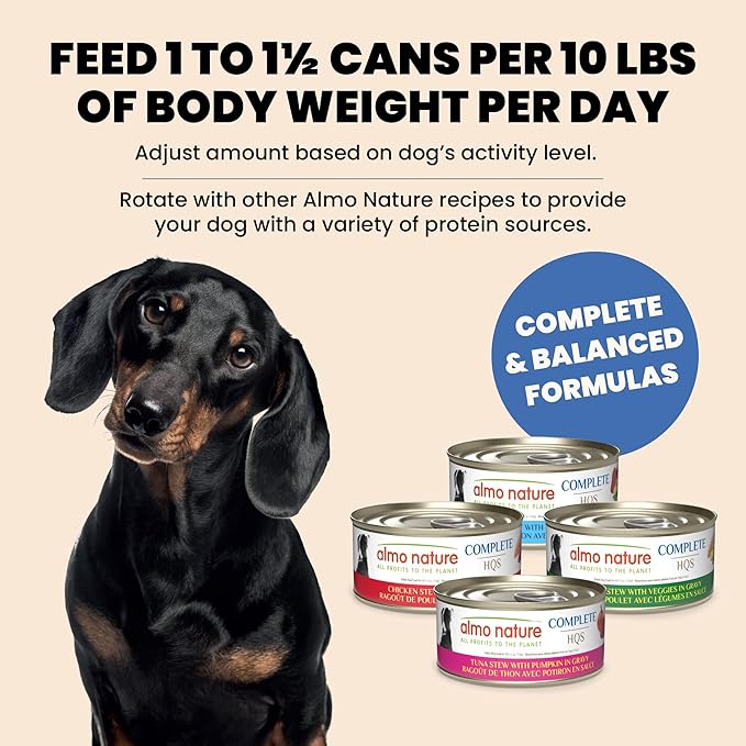 Almo Nature HQS Complete Wet Dog Food Chicken Stew with Beef 5.5 oz (Pack of 48)