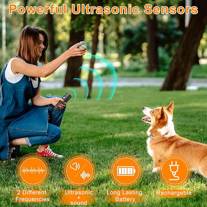 Anti Barking Device for Dogs - Dog Bark Deterrent Devices for Stopping Bad Dog Behavior - Ultrasonic Dog Bark Deterrent, Refuse to Shout and Slap - Best Anti Barking Device Rechargeable
