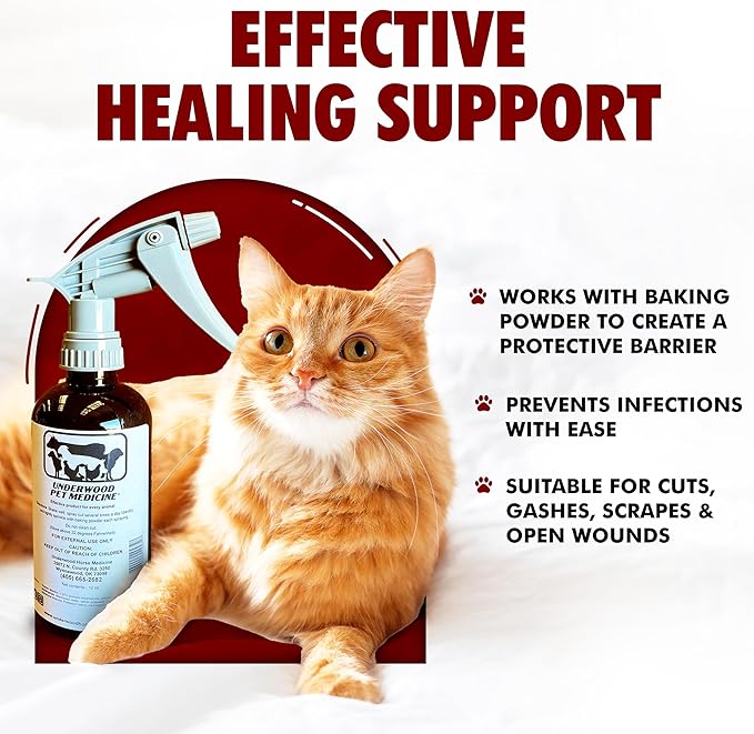 Underwood Pet Wound Care Spray – Versatile & Economical Wound Care Solution for All Animals - Prevents Infections, Gentle & Easy to Use - Antiseptic Spray Suitable for Cuts, Scrapes & Open Wounds