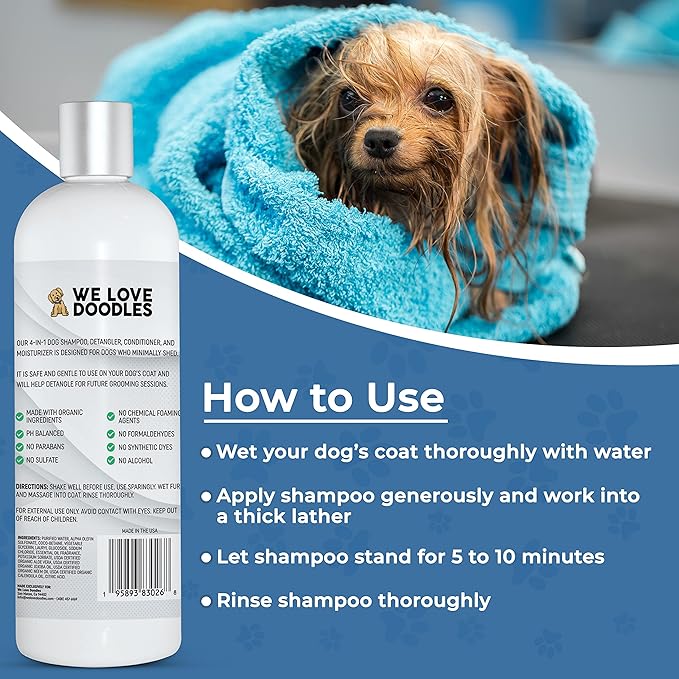 We Love Doodles Dog Cologne & Perfume and 4-in-1 Dog Shampoo, Conditioner & Detangler (Lavender) Bundle - Deodorant For Smelly Dogs & Shampoo for Goldendoodles, Poodles & Doodles Kit - Made In USA