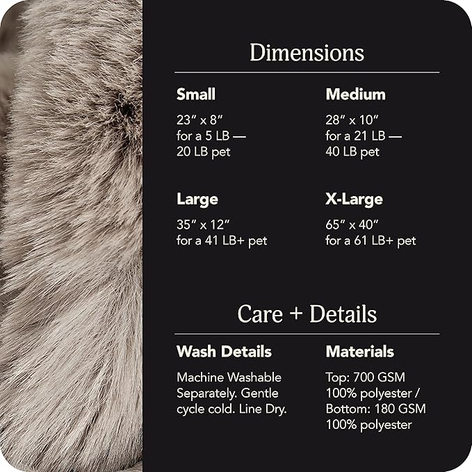 UnHide Floof Pet Bed - Large (35" x 12") - Extra Soft Dog Bed - Removable Faux Fur Cover - Machine Washable - Helps Ease Pet Anxiety & Provides The Perfect Sleep - Taupe Ducky