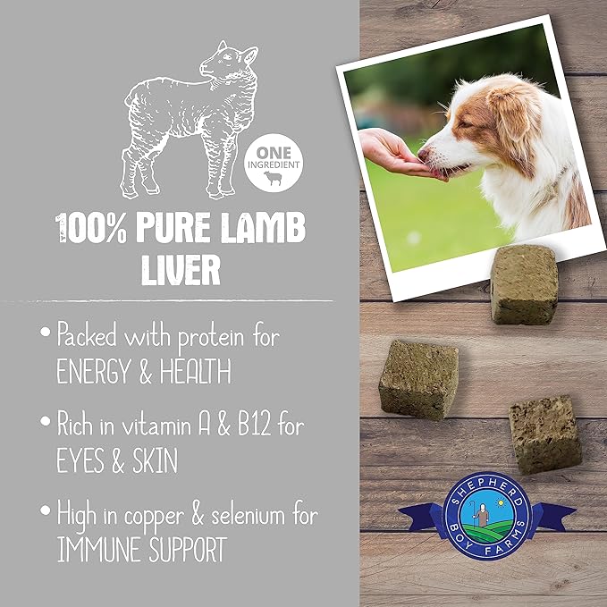 Freeze Dried Dog and Cat Treats, Lamb Liver, All Natural Single Ingredient Freeze-Dried Dog Treat & Snacks, Made in USA, High Protein, Essential Nutrition of Raw Food, 3oz