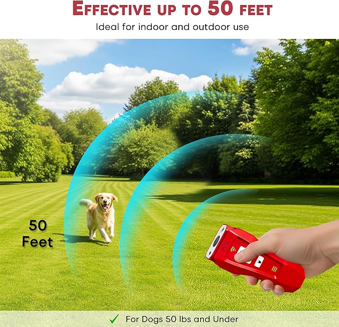 Ultrasonic Dog Trainer Device - Dog Deterrent & Barking Control Devices - Training Tool - Stop Barking Dog Repeller - Alternative to Anti Bark Collar - Barking Silencer for Indoor & Outdoor