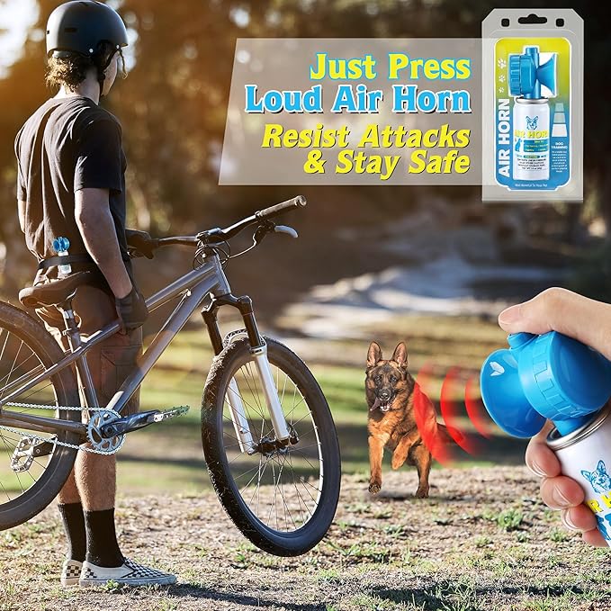 Air Horn, 1.4 oz 120 dB Loud Air Horns for Safety, for Coyotes and Aggressive Dog, Stops Attacking Fighting Barking Chasing, Effective Training Tool & Outdoor Safety Alarm, Blue(1 Pack)